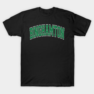 Binghamton Ny New York Varsity Style Green Text T-Shirt